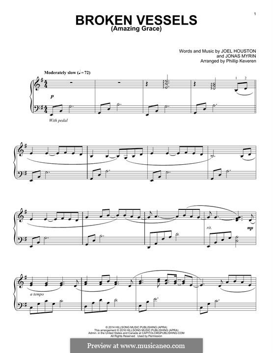 Broken Vessels (Amazing Grace): For piano by Jonas Myrin, Joel Houston