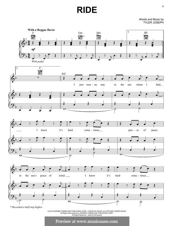 Ride (twenty one pilots) by T. Joseph sheet music on MusicaNeo
