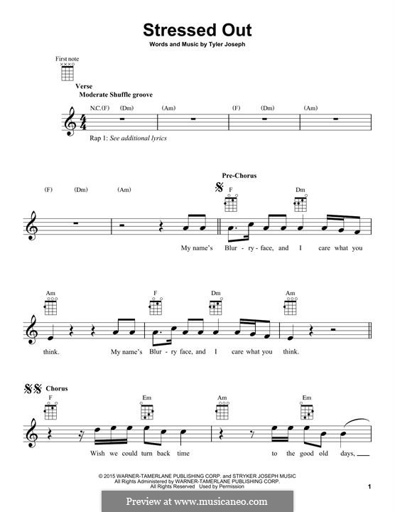 Stressed Out (twenty one pilots): For ukulele by Tyler Joseph