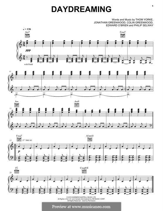 Daydreaming (Radiohead): For voice and piano (or guitar) by Colin Greenwood, Ed O'Brien, Jonny Greenwood, Phil Selway, Thomas Yorke