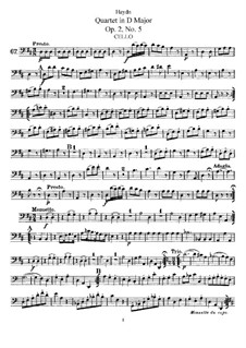 String Quartet in D Major, Hob.III/11 Op.2 No.5: Cello part by Joseph Haydn