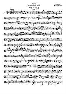 String Quartet in F Major, Hob.III/17 Op.3 No.5: Viola part by Joseph Haydn