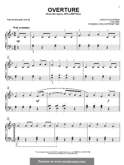 Overture (Printable Scores): For easy piano by Gioacchino Rossini