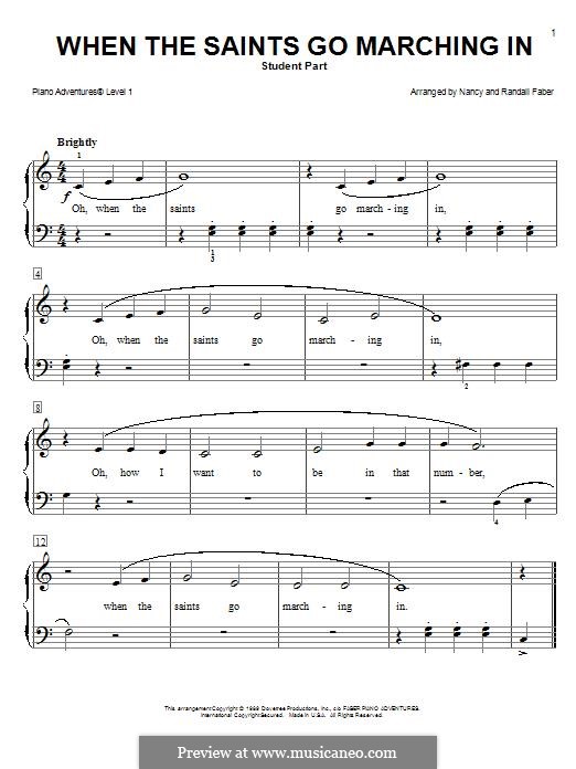 When the Saints Go Marching in: For easy piano by folklore