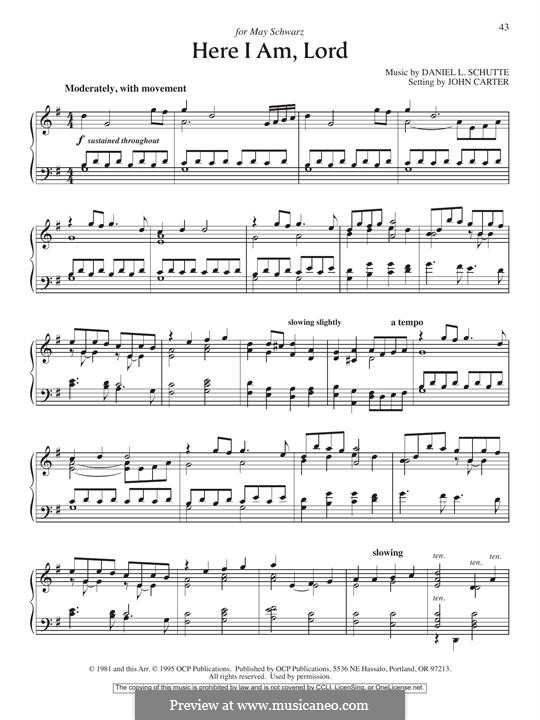 Here I am, Lord: For piano by Daniel L. Schutte