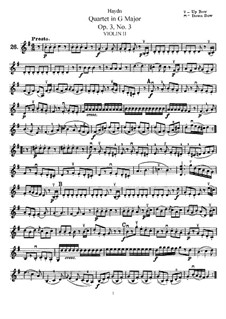 String Quartet in G Major, Hob.III/15 Op.3 No.3: Violin II part by Joseph Haydn