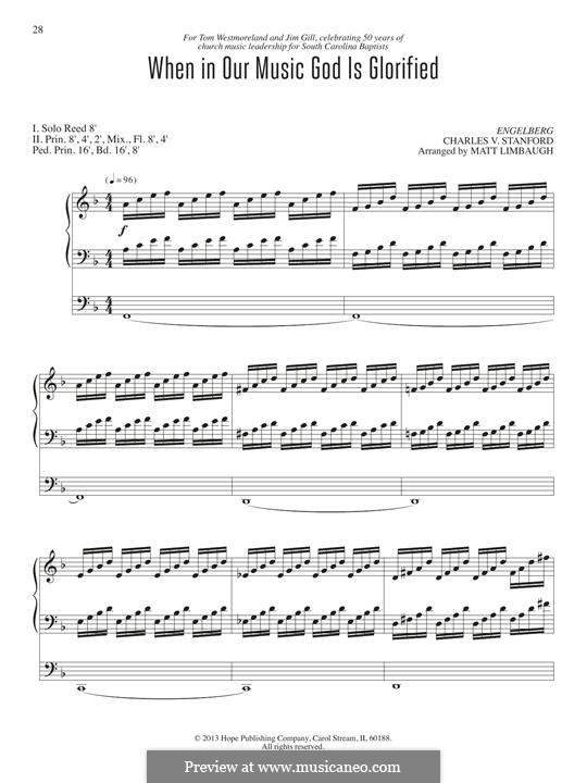 When in Our Music God Is Glorified: For organ by Charles Villiers Stanford