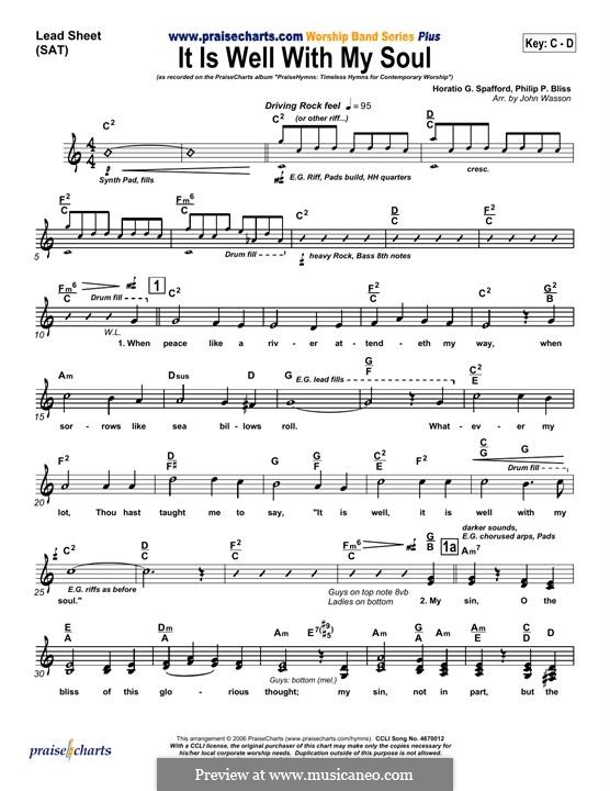 It Is Well with My Soul (Printable scores): Melody line by Philip Paul Bliss
