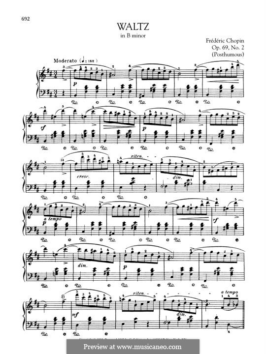 Waltzes, Op. posth.69: No.2 in B Minor by Frédéric Chopin