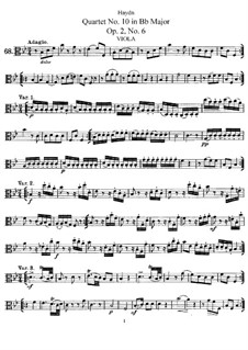String Quartet No.10 in B Flat Major, Hob.III/12 Op.2 No.6: Viola part by Joseph Haydn