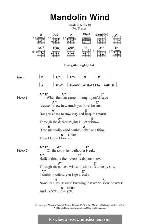 Mandolin Wind: Lyrics and chords by Rod Stewart