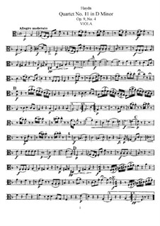 String Quartet No.11 in D Minor, Hob.III/22 Op.9 No.4: Viola part by Joseph Haydn