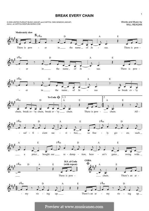 Break Every Chain by W. Reagan sheet music on MusicaNeo
