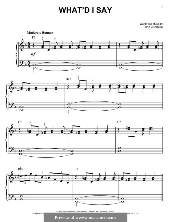 What'd I Say: For piano by Ray Charles