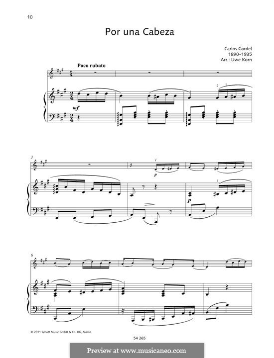 Por Una Cabeza By C Gardel Sheet Music On Musicaneo