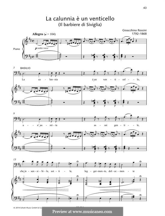 La calunnia è un venticell: For voice and piano by Gioacchino Rossini