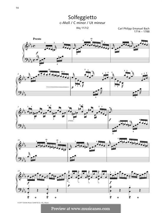 Solfeggietto, H 220 Wq 117:2: For piano by Carl Philipp Emanuel Bach