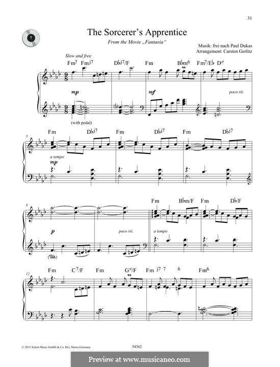 L'apprenti sorcier (The Sorcerer's Apprentice): For piano by Paul Dukas