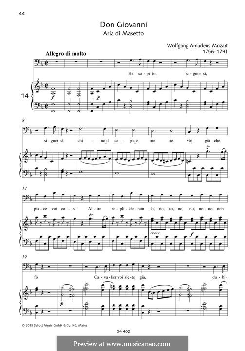 Ho capito, Signor, si!: For voice and piano by Wolfgang Amadeus Mozart