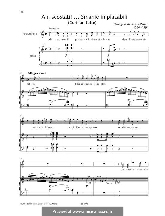 Ah scostati!... Smanie implacabili: For voice and piano by Wolfgang Amadeus Mozart