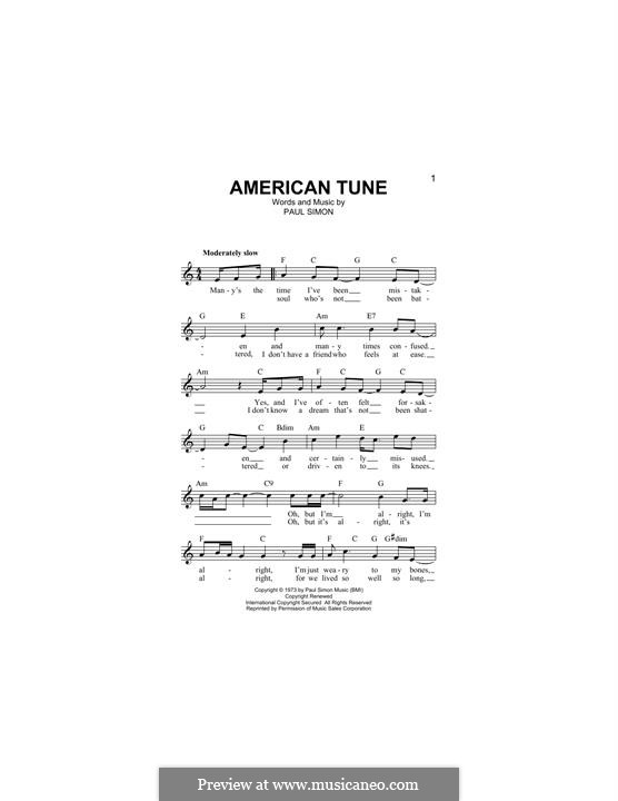 American Tune (Eva Cassidy) by P. Simon - sheet music on MusicaNeo