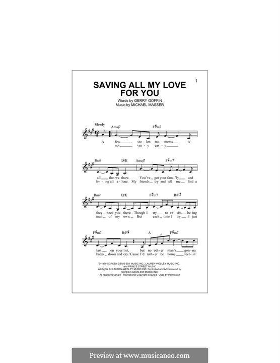 Saving All My Love for You (Whitney Houston): Melody line by Gerry Goffin, Michael Masser