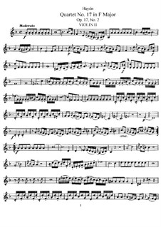 String Quartet No.17 in F Major, Hob.III/26 Op.17 No.2: Violin II part by Joseph Haydn