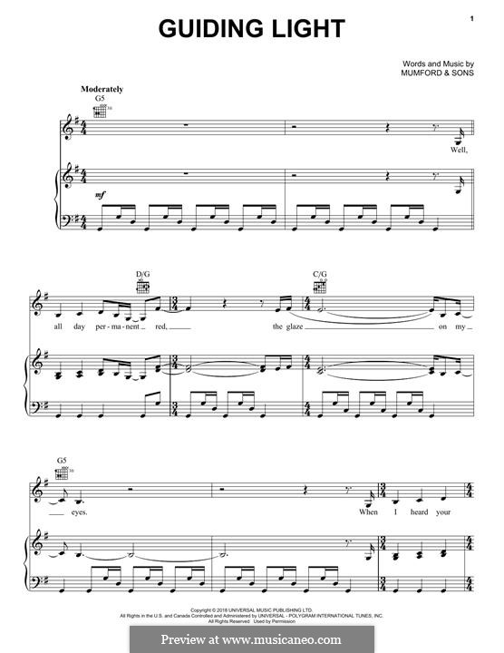 Guiding Light (Mumford & Sons) by M. Mumford sheet music on MusicaNeo