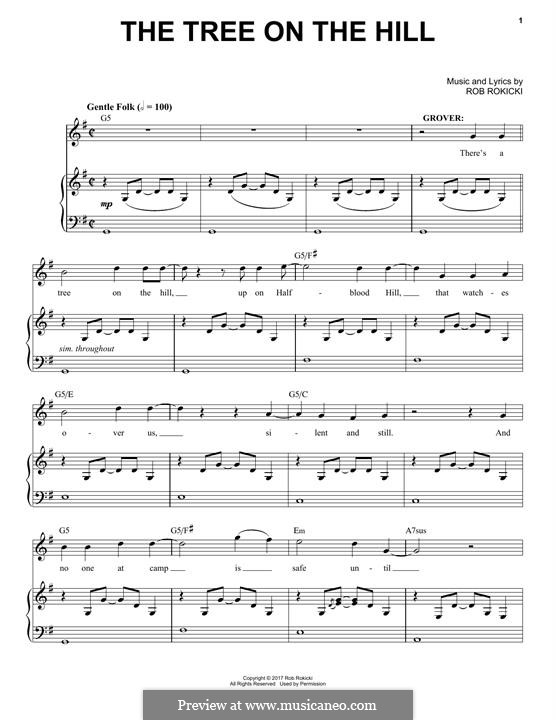 The Tree On The Hill (from The Lightning Thief: The Percy Jackson Musical): For voice and piano by Rob Rokicki