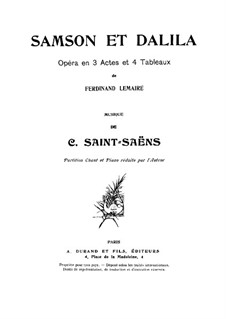 Samson and Dalila, Op.47: Piano-vocal score by Camille Saint-Saëns