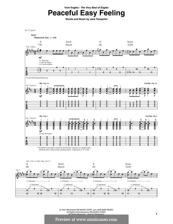 Peaceful Easy Feeling (The Eagles): For guitar with tab by Jack Tempchin