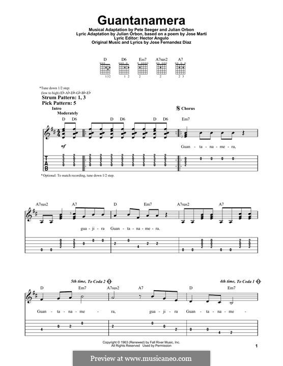 Guantanamera: For guitar with tab by Pete Seeger