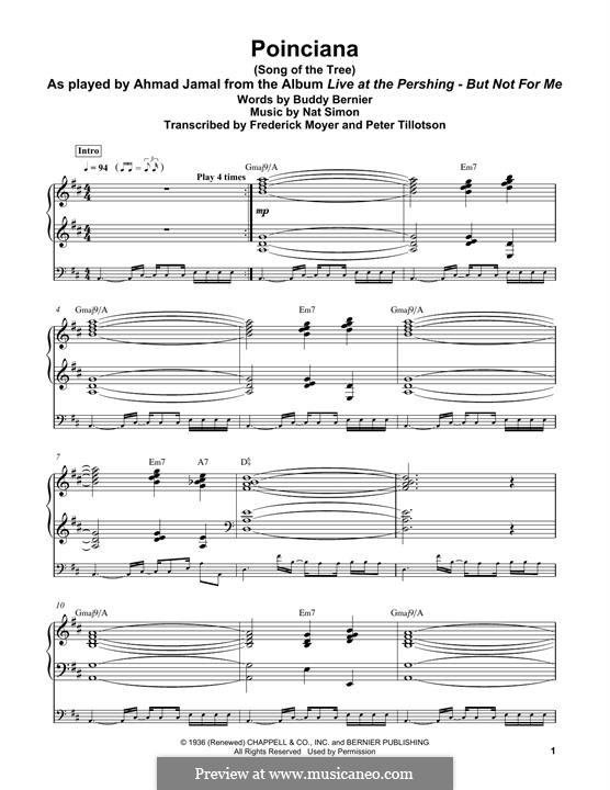 Poinciana (Song of the Tree): For piano by Nat Simon