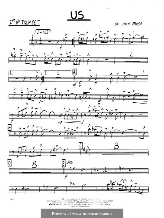 Us: 2nd Bb trumpet part by Thad Jones