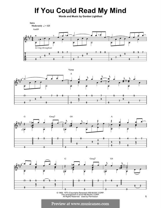 If You Could Read My Mind: For guitar with tab by Gordon Lightfoot