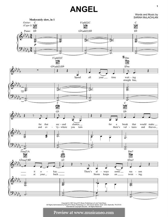 Angel: For voice and piano (or guitar) by Sarah McLachlan