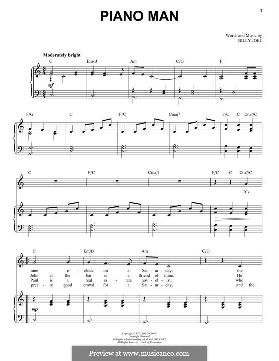 Piano Man: For voice and piano by Billy Joel