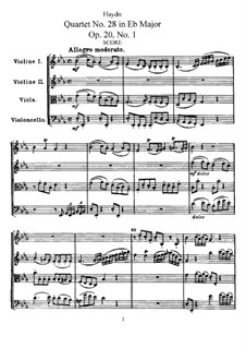 String Quartet No.28 in E Flat Major, Hob.III/30 Op.20 No.1: Full score by Joseph Haydn