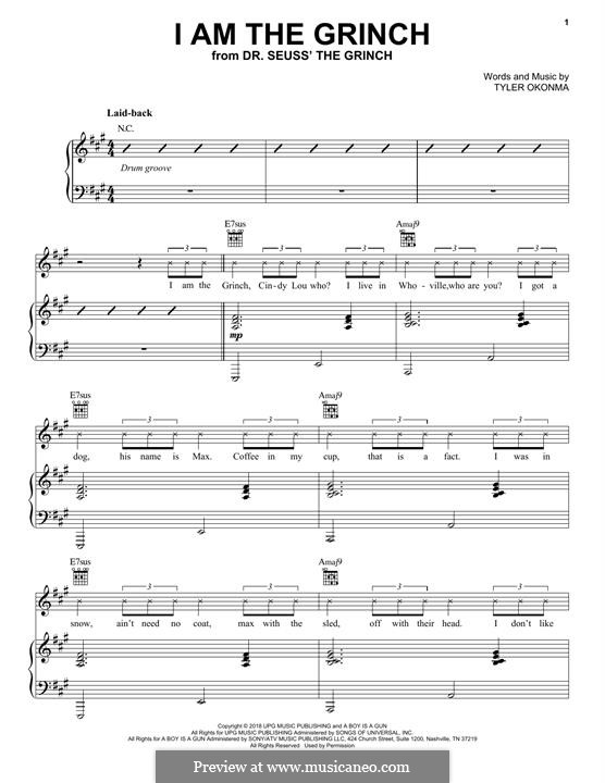 I am the Grinch (from The Grinch) by T. Okonma - sheet music on MusicaNeo