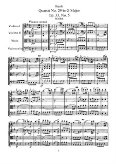 String Quartet No.29 in C Major, Hob.III/41 Op.33 No.5: Full score by Joseph Haydn