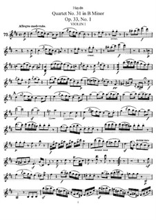 String Quartet No.31 in B Minor, Hob.III/37 Op.33 No.1: Violin I part by Joseph Haydn