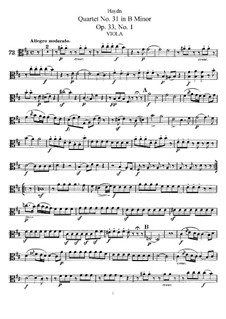 String Quartet No.31 in B Minor, Hob.III/37 Op.33 No.1: Viola part by Joseph Haydn