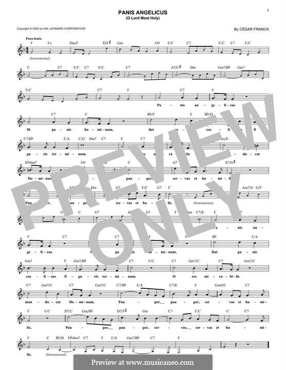 Panis Angelicus (O Lord Most Holy), Printable Scores: Melody line by César Franck