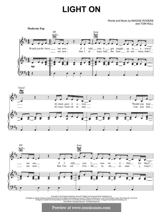 Light On: For voice and piano (or guitar) by Tom Hull, Maggie Rogers