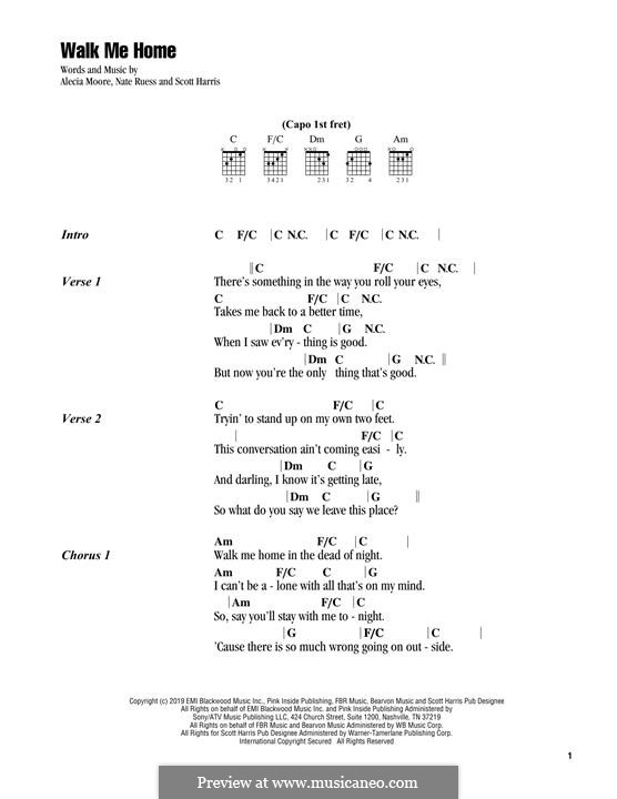 Walk Me Home (Pink): Melody line by Alecia Moore, Nathaniel Ruess, Scott Harris