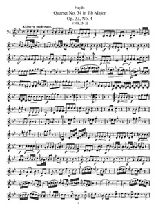 String Quartet No.34 in B Flat Major, Hob.III/40 Op.33 No.4: Violin II part by Joseph Haydn