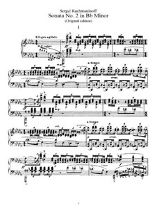 Piano Sonata No.2 in B Flat Minor, Op.36: For a single performer by Sergei Rachmaninoff