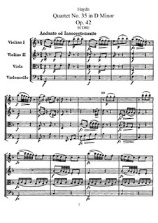 String Quartet No.35 in D Minor, Hob.III/43 Op.42: Full score by Joseph Haydn