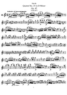 String Quartet No.35 in D Minor, Hob.III/43 Op.42: Violin I part by Joseph Haydn
