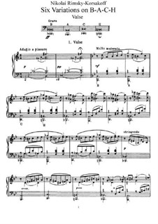 Six Variations on the Theme BACH, Op.10: For piano by Nikolai Rimsky-Korsakov